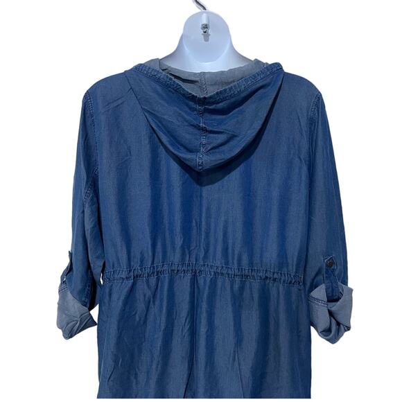 Simply Emma Plus Denim Tencel Full Zip Hooded Utility Jacket Women's Size 3X - Picture 10 of 15